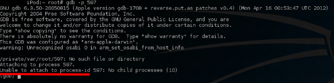 GDB fails to attach to the process because of PT_DENY_ATTACH